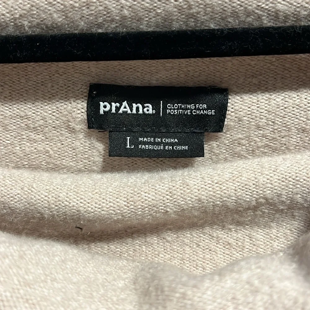 Prana Frosted Pine Beige/Orange Mock Neck Pullover Knit Granola Girl Sweater
